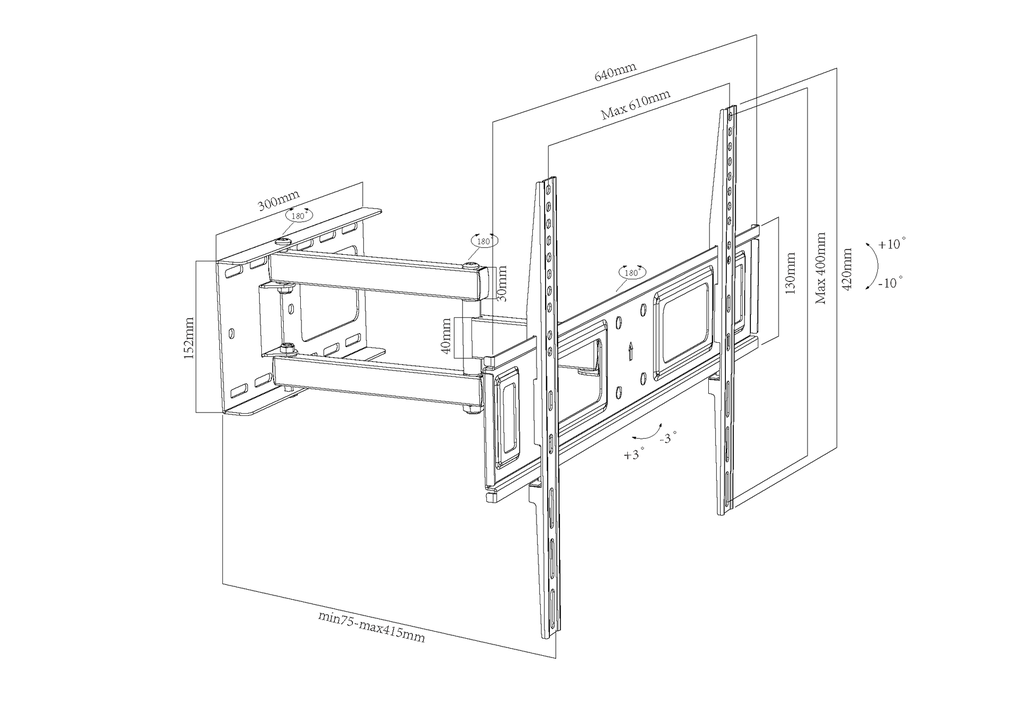 Wall mount ADJ 37"/72" - 3 joints