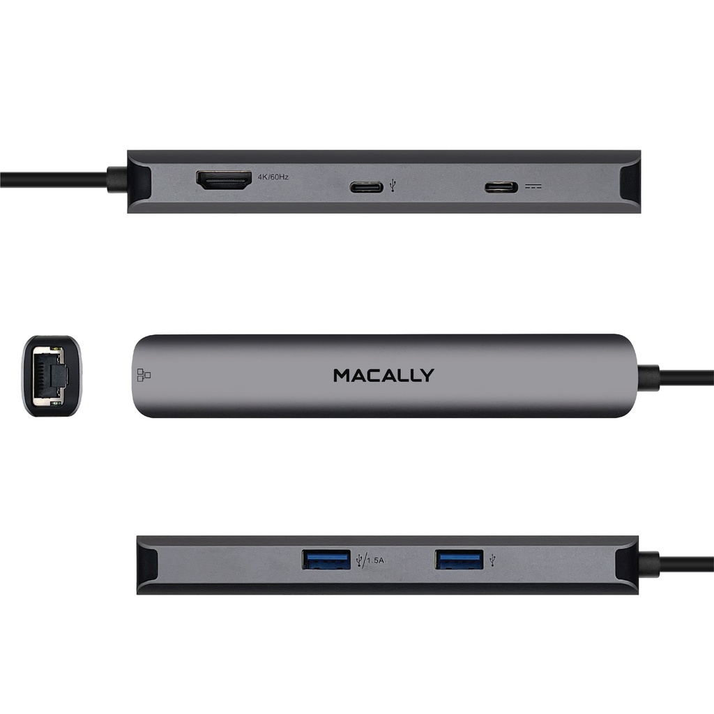 Macally UCDOCK6 - Aluminium USB-C multiport hub - Silver/Spacegrey