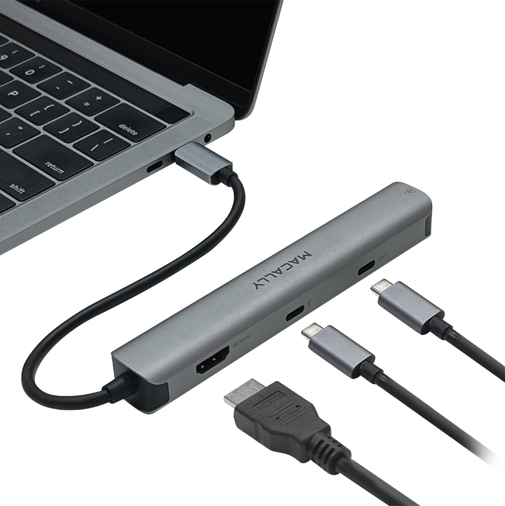 Macally UCDOCK6 - Aluminium USB-C multiport hub - Silver/Spacegrey