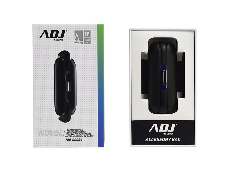 Ear Buds Bluetooth Novel ADJ - Noise Canceling - with charging case - Black