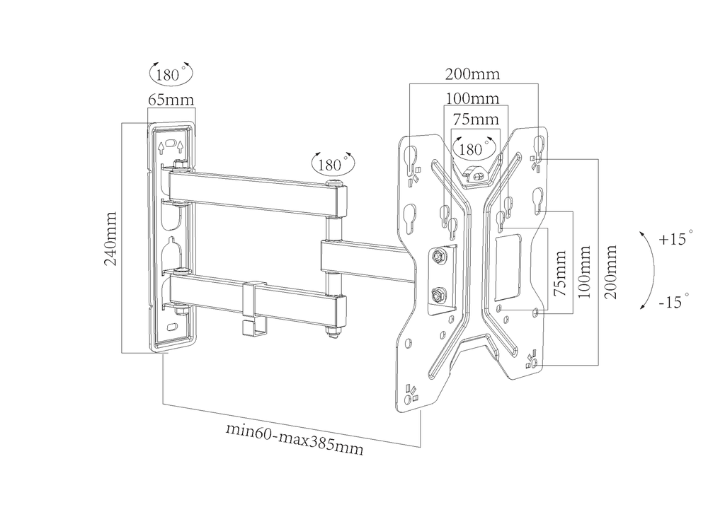 Wall mount ADJ 13"/43" - 3 joints (kopie)