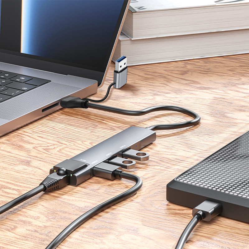 Hub USB C / USB 3.0 incl adapter - 3 x USB 3.0 + RJ45 - 