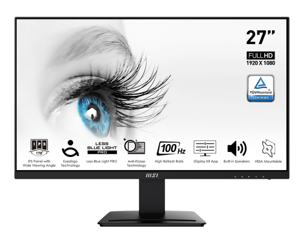 Monitor MSI Pro 27"-HDMI/ DisplayPort/VGA- IPS- Anti Blue Light - Speakers 