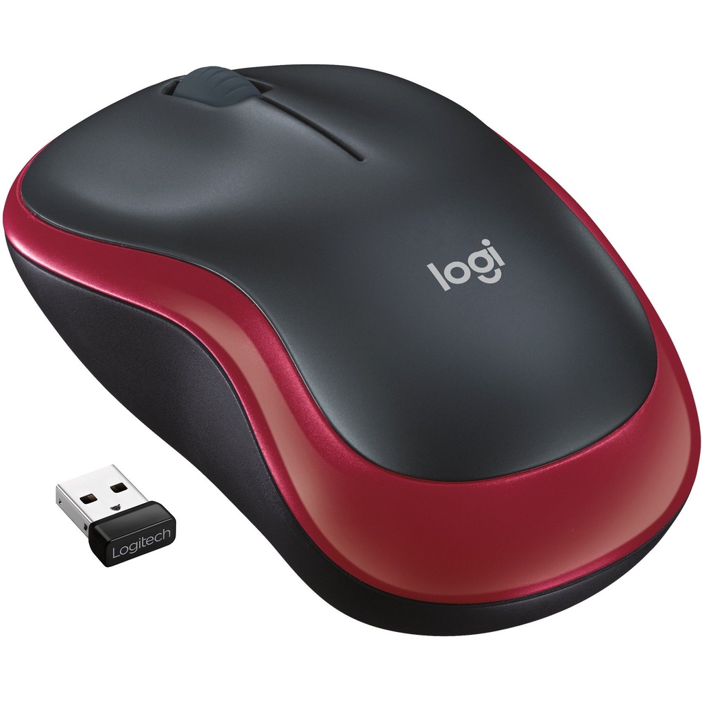 Logitech M185 Wireless Mouse - Wireless - Red