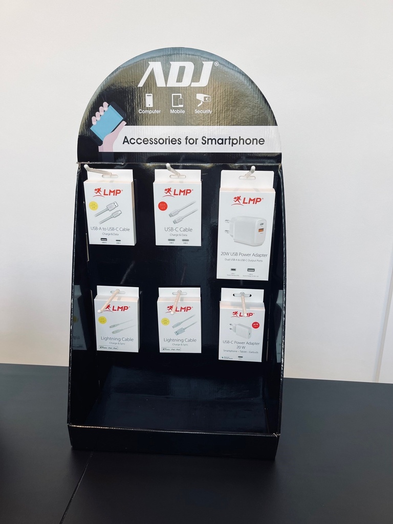 LMP assortiment kabels en laders + gratis display