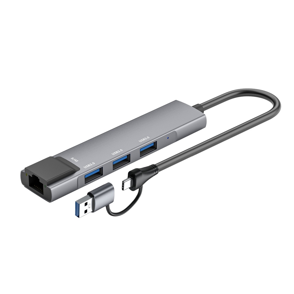 Hub USB C / USB 3.0 incl adapter - 3 x USB 3.0 + RJ45 - 