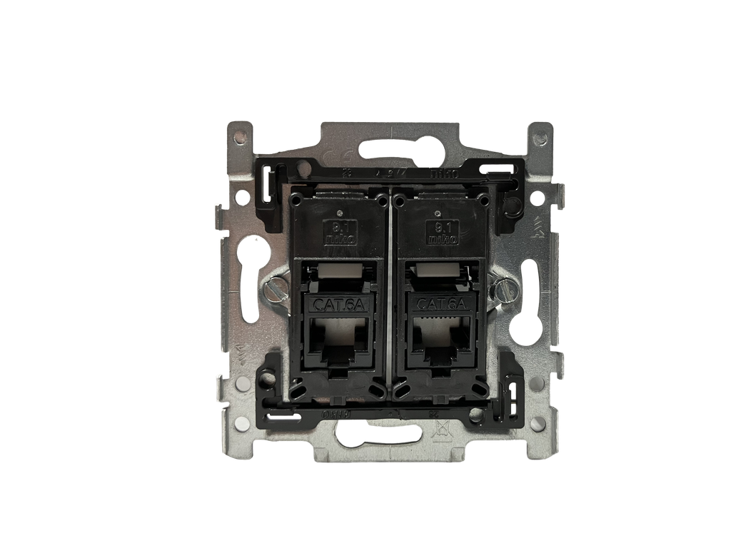 [100-008] WORJ452-KSB Wanddoos 2x RJ45, Cat6A niet afgeschermd, Niko geschikt