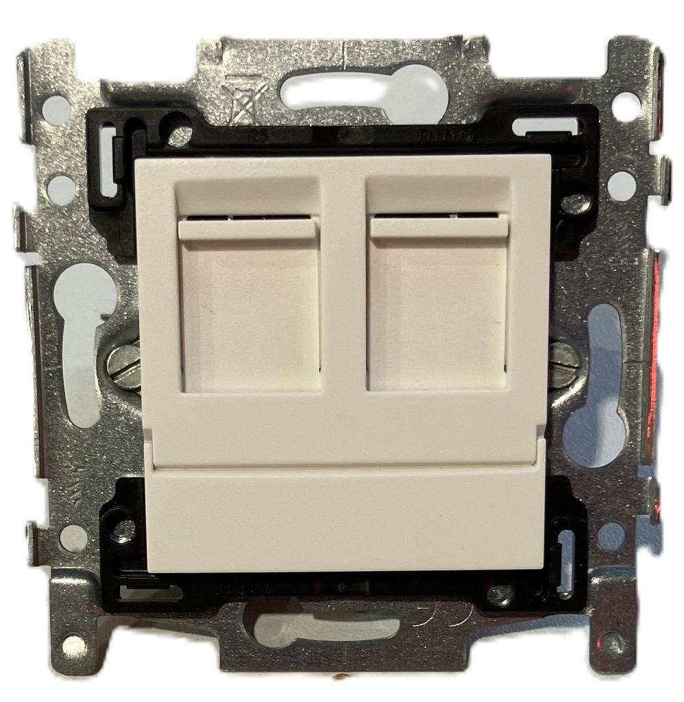 [100-014] WORJ452W Wanddoos 2x RJ45, Cat6A afgeschermd, Niko geschikt, CP wit