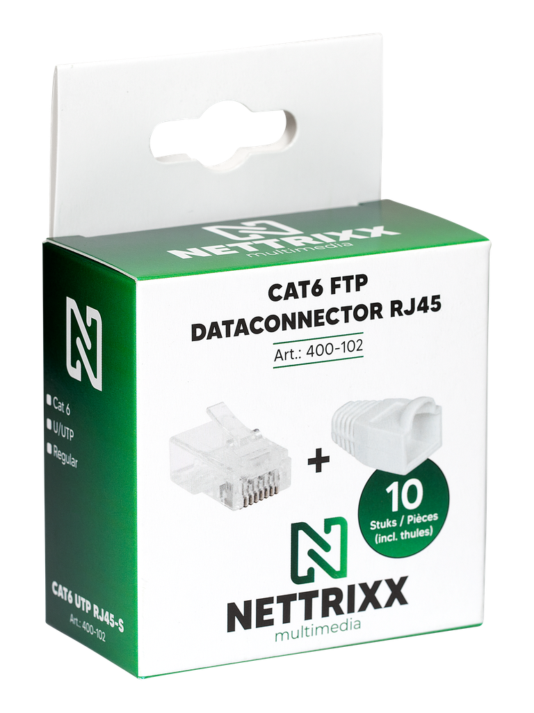 [400-102] CAT6 UTP RJ45-S CAT6 UTP dataconnector RJ45 met witte thule Shop - 10 stuks
