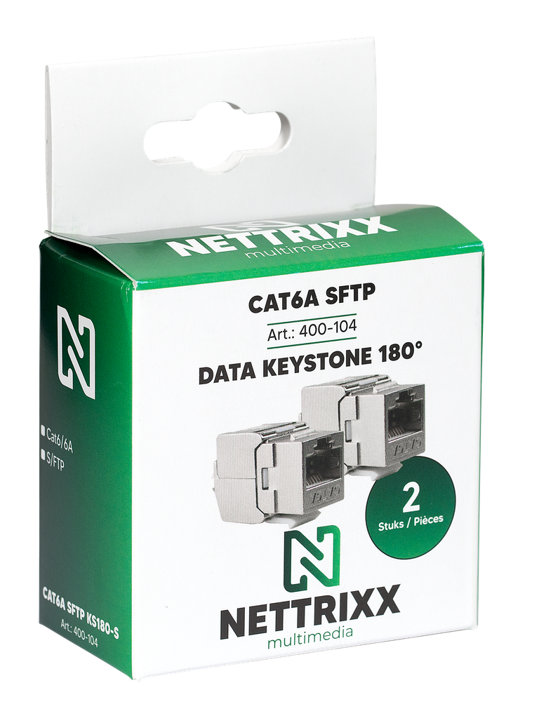 [400-104] CAT6A STP KS180-S CAT6A STP Data Keystone 180° Shop - 2 stuks