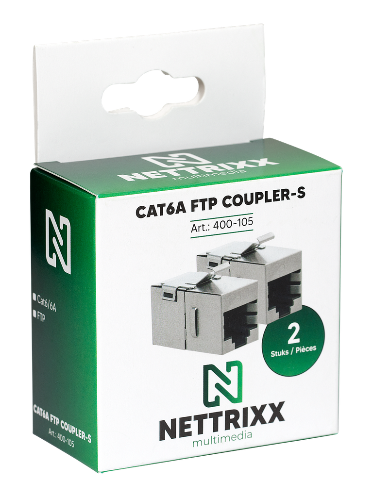 [400-105] CAT6A STP COUPLER-S CAT6A STP coupler Shop - 2 stuks