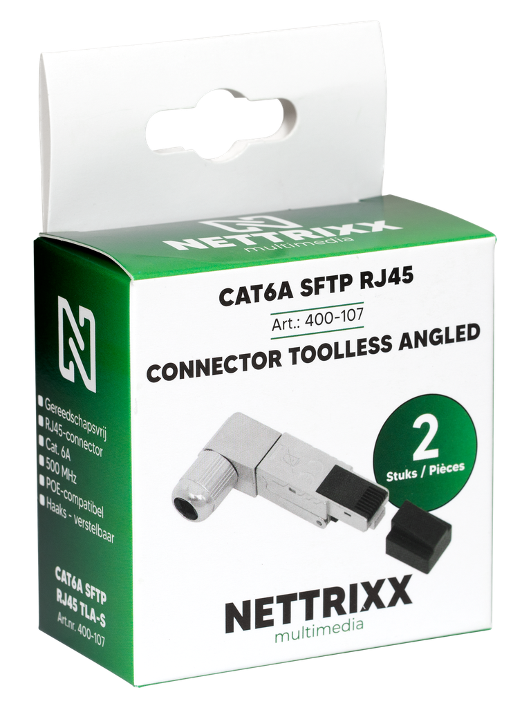 [400-107] CAT6A STP RJ45 TLA-S CAT6A STP RJ45 connector Toolless Angled Shop - 2 stuks
