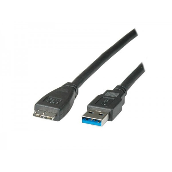 USB 3.0 Cable Type A /Micro Type B - M/M - 2 m - Black - BLISTER