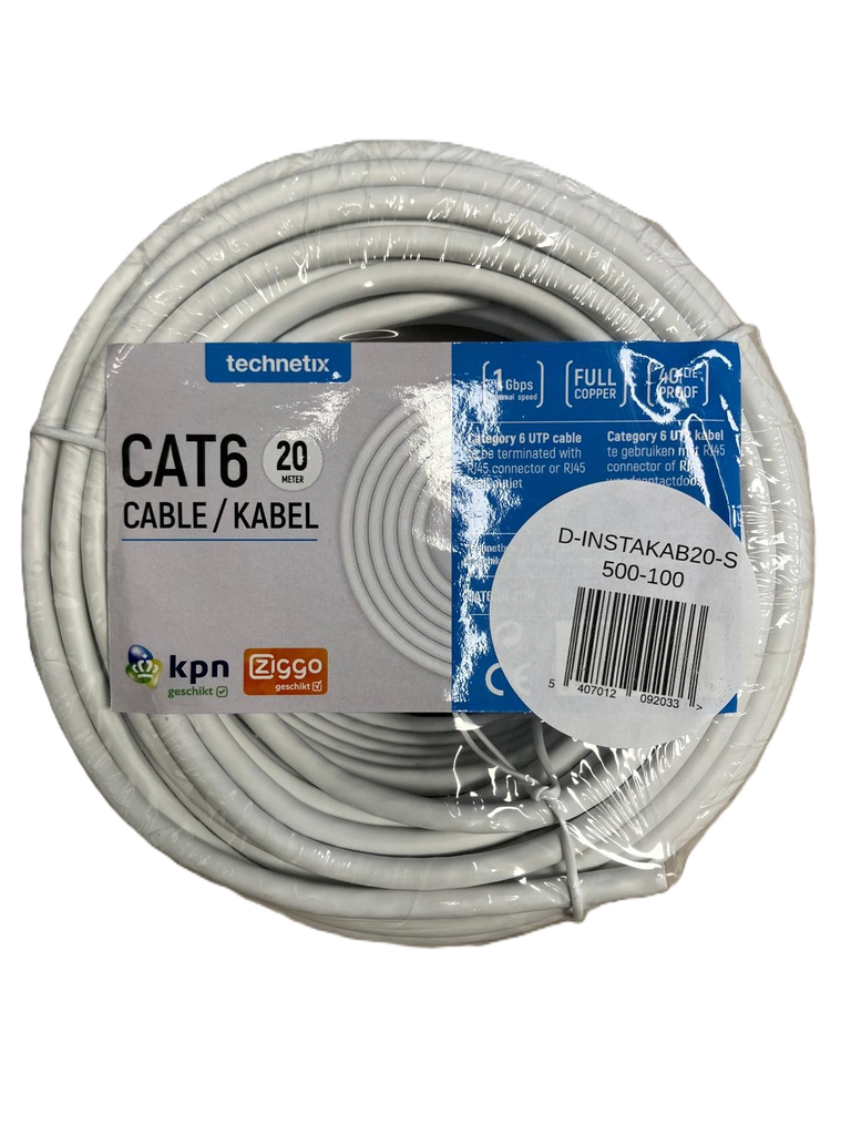 [500-100] D-INSTAKAB6E-20-S Cat 6 U/UTP Eca AWG23, solid copper, wit, 20m shop