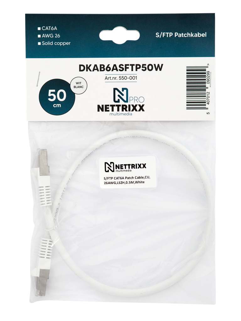 [550-001] DKAB6ASFTP50W CAT6A  SFTP Patchkabel 50cm Wit