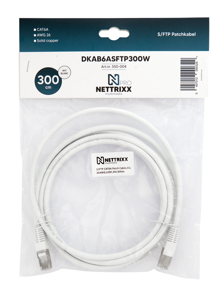 [550-004] DKAB6ASFTP300W CAT6A  SFTP Patchkabel 300cm Wit
