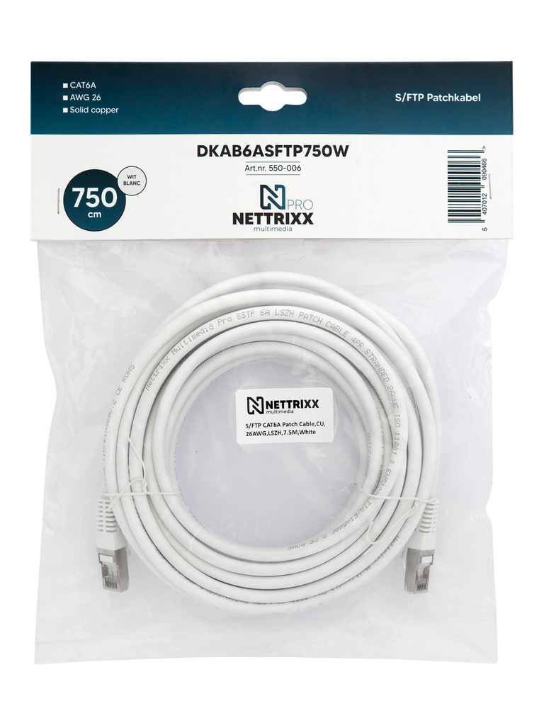 [550-006] DKAB6ASFTP750W CAT6A  SFTP Patchkabel 750cm Wit