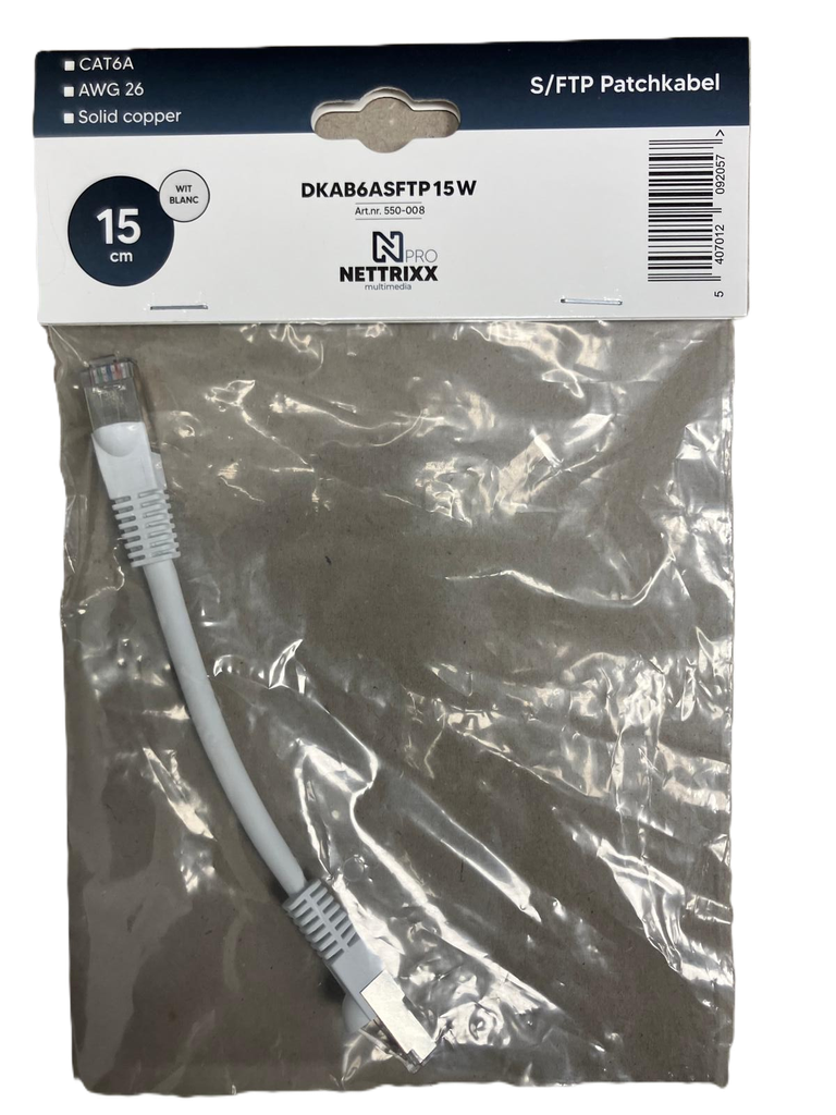 [550-008] DKAB6ASFTP15W  CAT6A  SFTP Patchkabel 15cm Wit