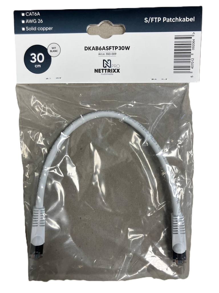 [550-009] DKAB6ASFTP30W  CAT6A  SFTP Patchkabel 30cm Wit