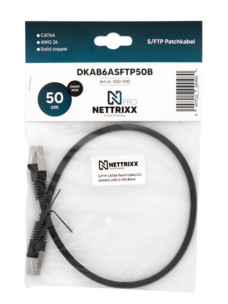 [550-010] DKAB6ASFTP50B CAT6A  SFTP Patchkabel 50cm Zwart