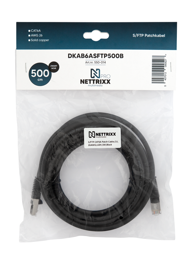 [550-014] DKAB6ASFTP500B CAT6A  SFTP Patchkabel 500cm Zwart