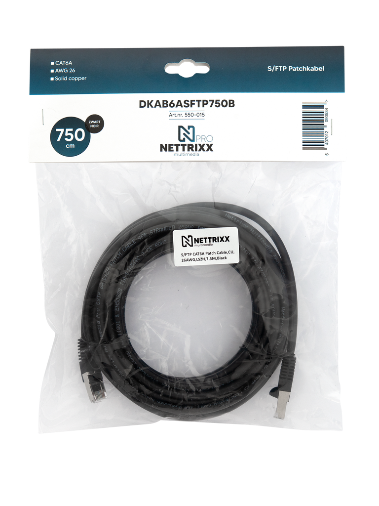 [550-015] DKAB6ASFTP750B CAT6A  SFTP Patchkabel 750cm Zwart