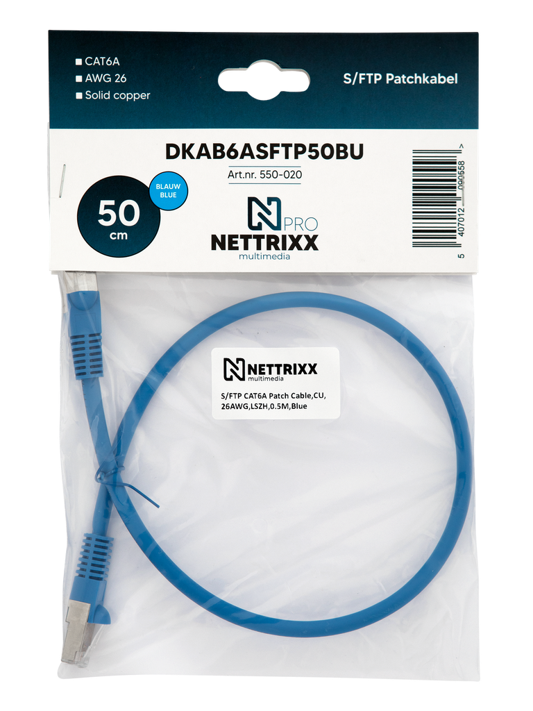 [550-020] DKAB6ASFTP50BU CAT6A  SFTP Patchkabel 50cm Blauw