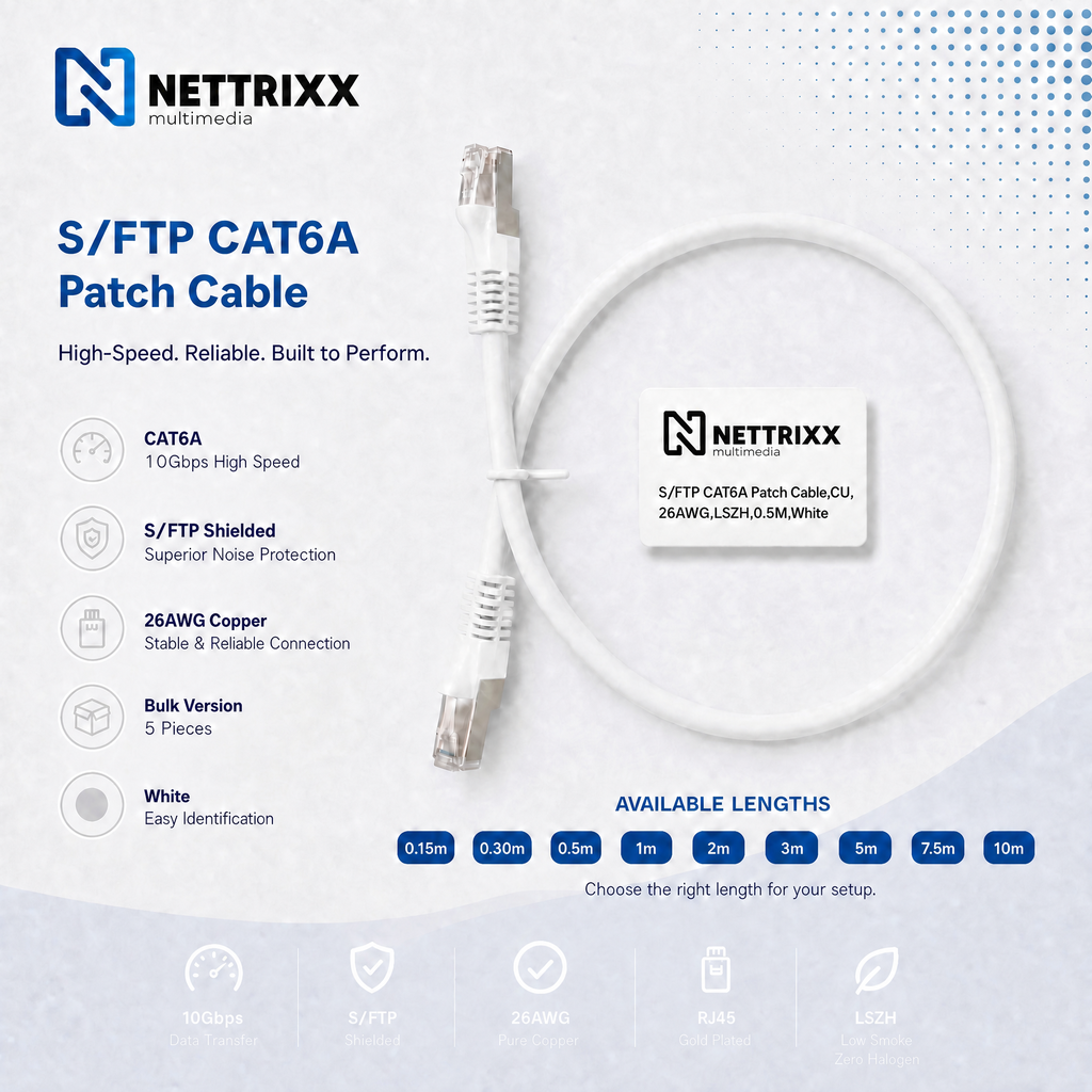 [550-205] DKAB6ASFTP750W-B CAT6A  SFTP Patchkabel 750cm Wit Bulk