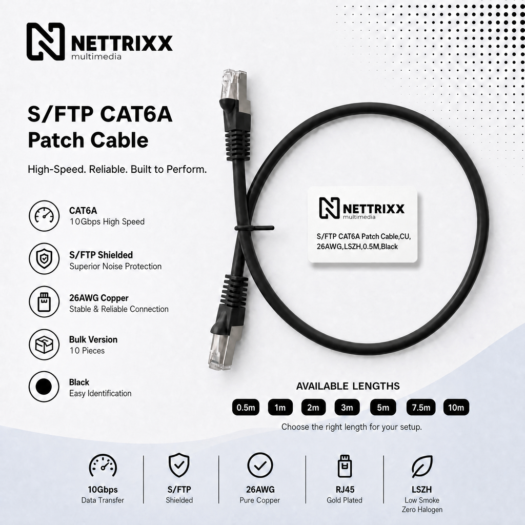 [550-215] DKAB6ASFTP750B-B CAT6A  SFTP Patchkabel 750cm Zwart Bulk