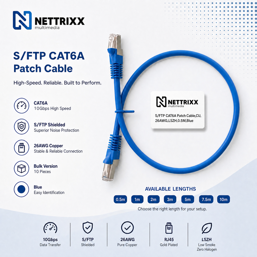 [550-223] DKAB6ASFTP300BU-B CAT6A  SFTP Patchkabel 300cm Blauw Bulk