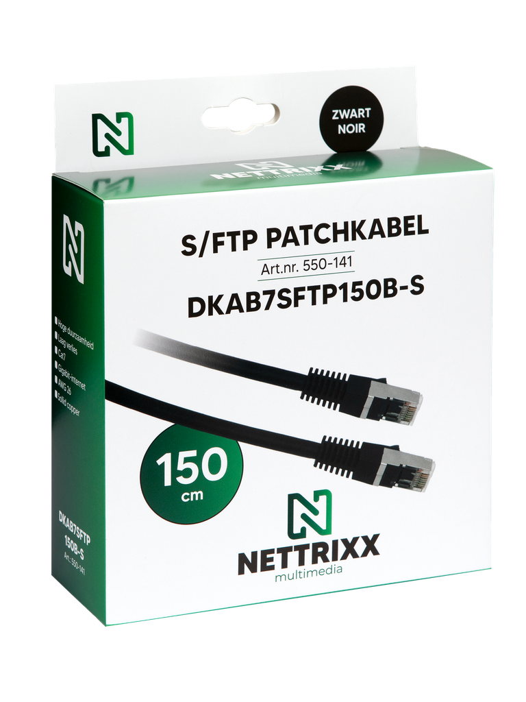 [550-141] DKAB7SFTP150B-S CAT7  SFTP Patchkabel 150cm Zwart Shop