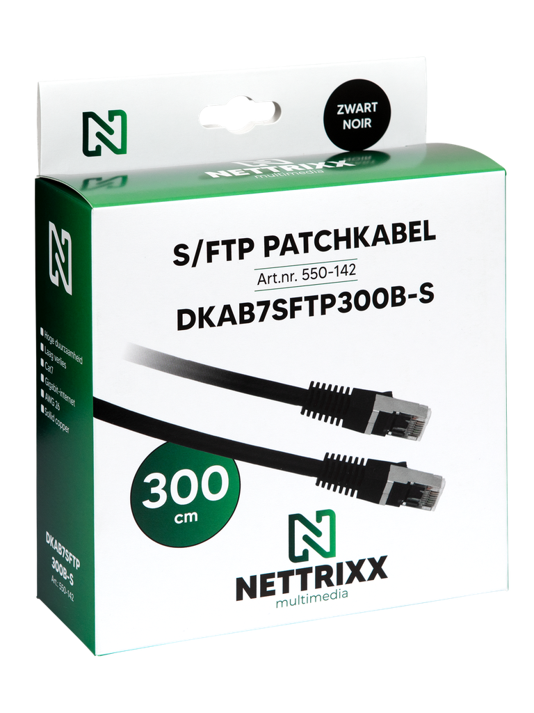 [550-142] DKAB7SFTP300B-S CAT7  SFTP Patchkabel 300cm Zwart Shop