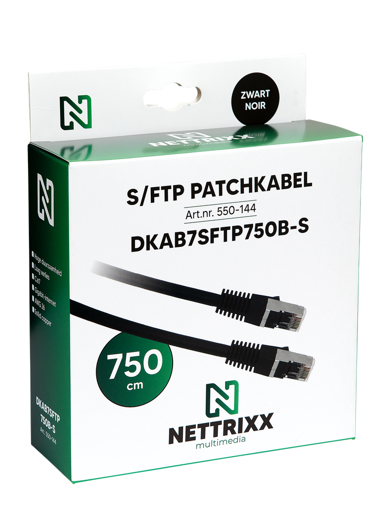 [550-144] DKAB7SFTP750B-S CAT7  SFTP Patchkabel 750cm Zwart Shop