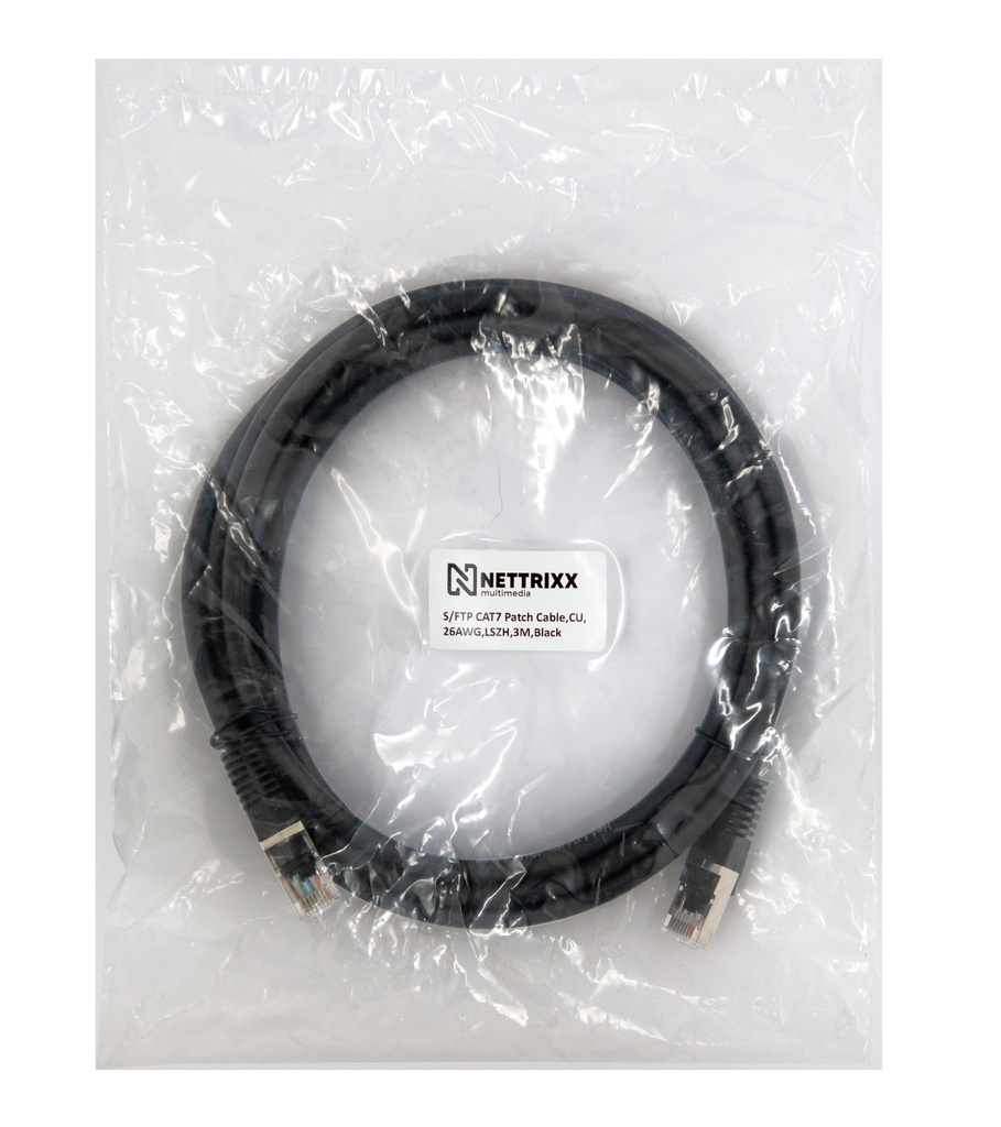 [550-242] DKAB7SFTP300B-B CAT7  SFTP Patchkabel 300cm Zwart Bulk
