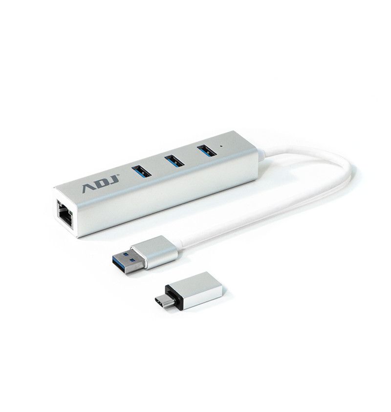 Hub USB 3/USB C Multiport - 3 x USB 3.1 + RJ45 incl adapter