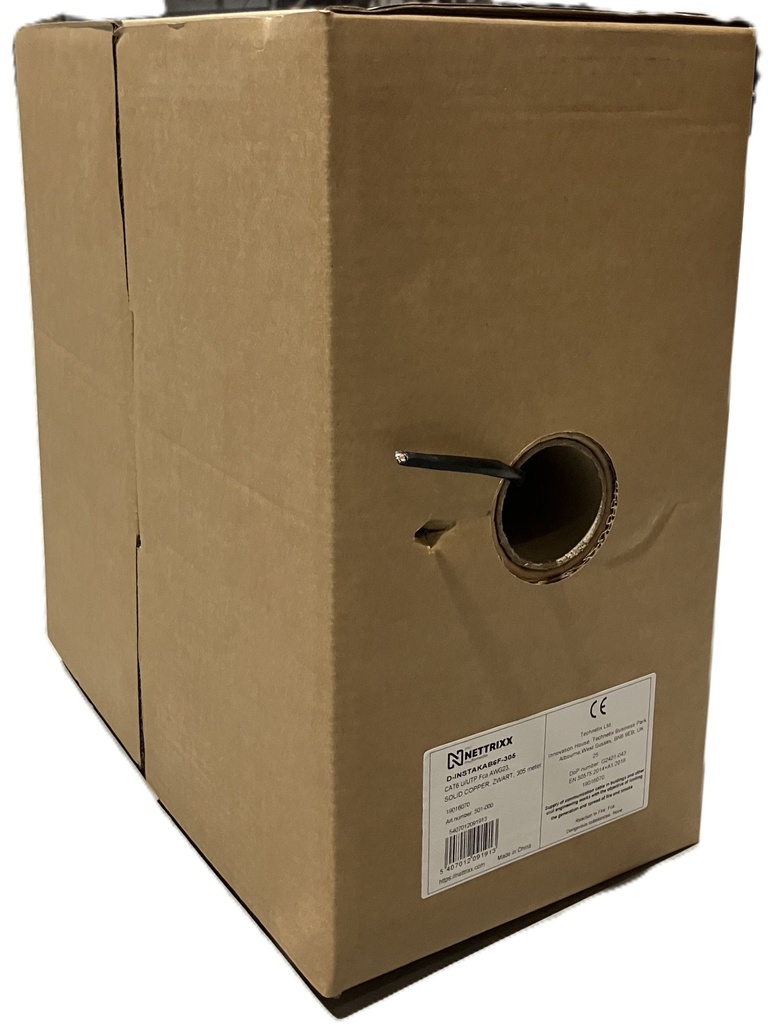[501-000] CAT6 U/UTP Fca  AWG23, solid copper, zwart, doos 305m