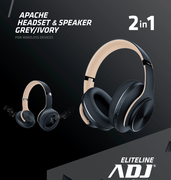 ADJ Apache Bluetooth® Headset &amp; Speaker 2 in 1 - Grey/ Ivory