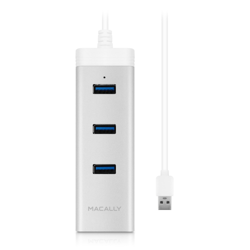 3 port USB 3.0 hub & Gb Ethernet adapter - Alu