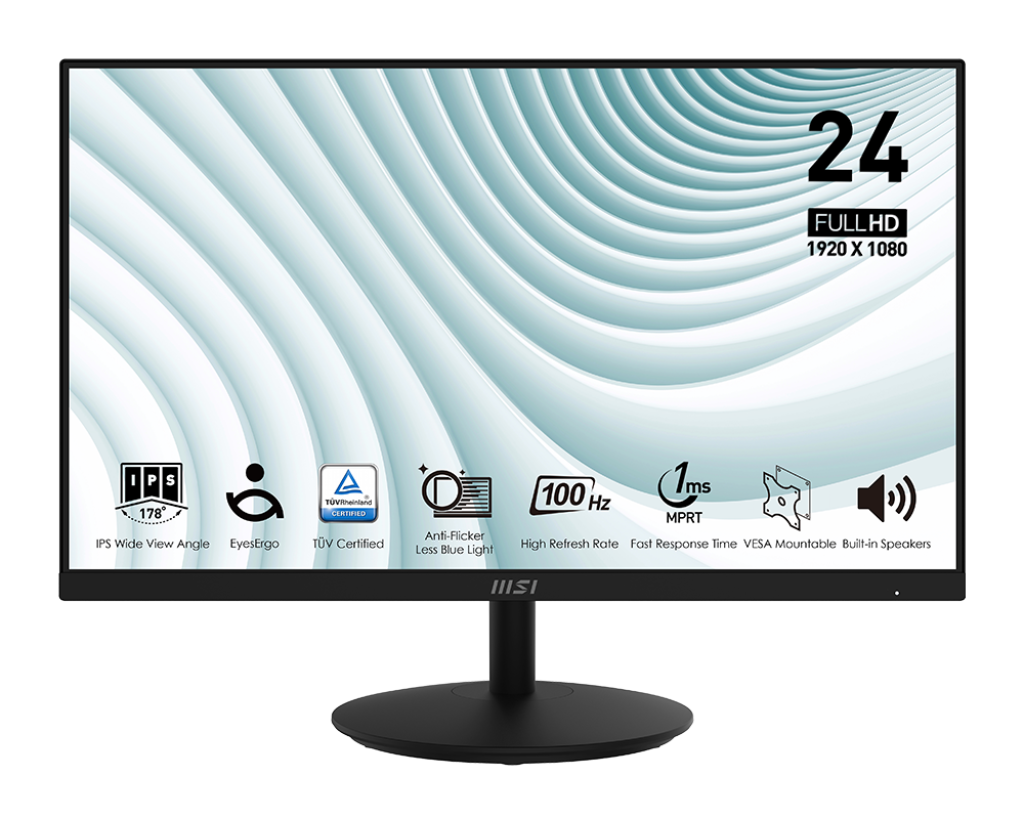 [PROMP242A] Monitor MSI Pro 24"-HDMI - Displayport - VGA- MSI Eye Care - Anti BlueLight - Speaker