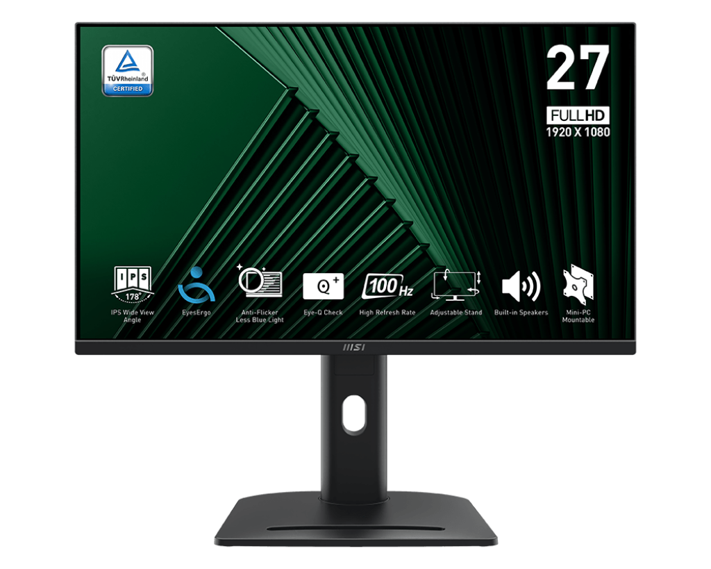 [MP275P] Monitor MSI Pro 27"-HDMI/ DisplayPort- IPS- Speaker - Anti Blue Light - Height / Pan / Tilt Adjustable