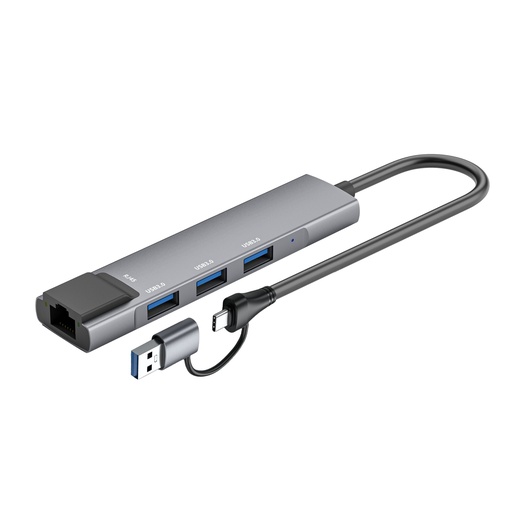 [143-00030] Hub USB C / USB 3.0 incl adapter - 3 x USB 3.0 + RJ45 - 